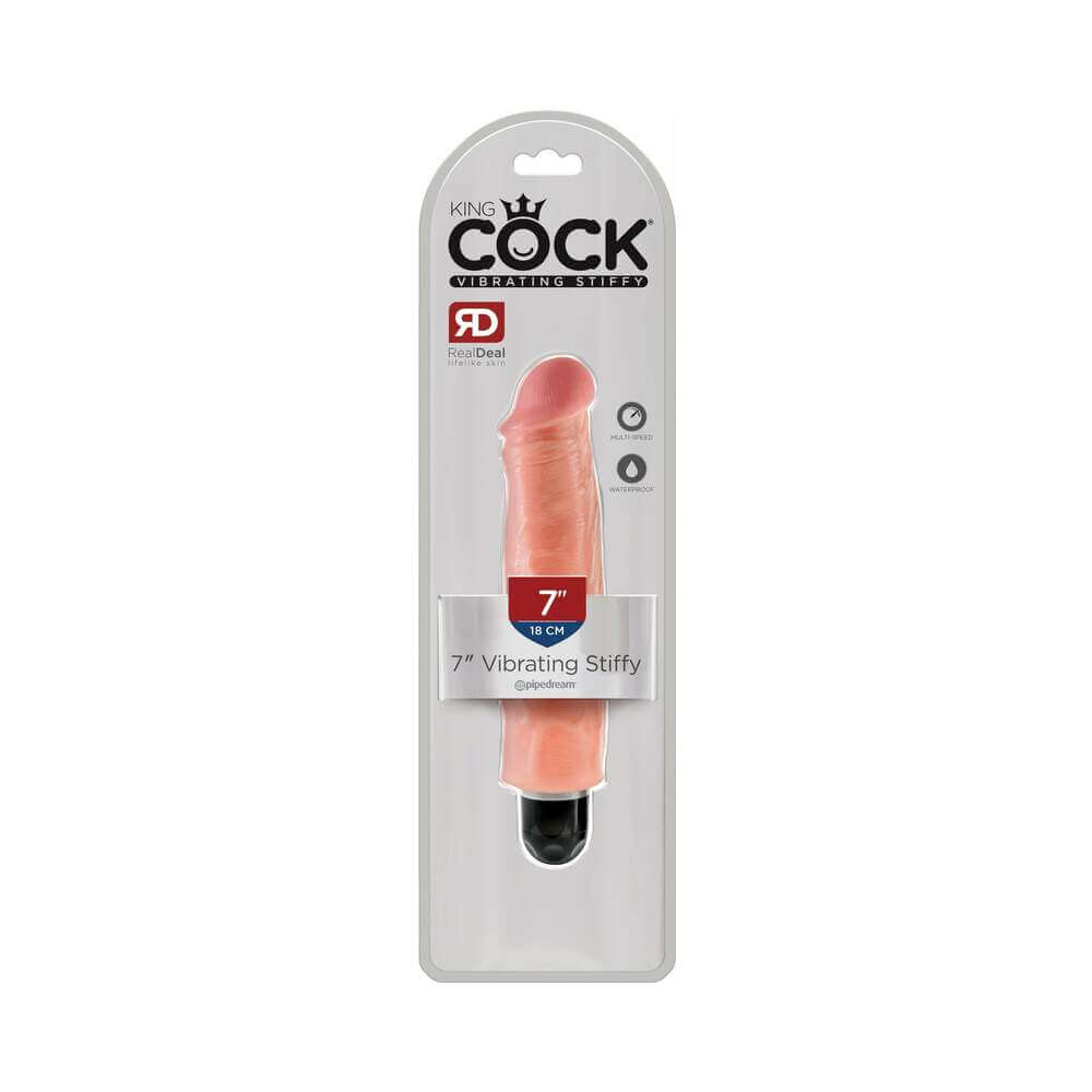 King Cock 7 inches Vibrating Stiffy Realistic Dildo Beige