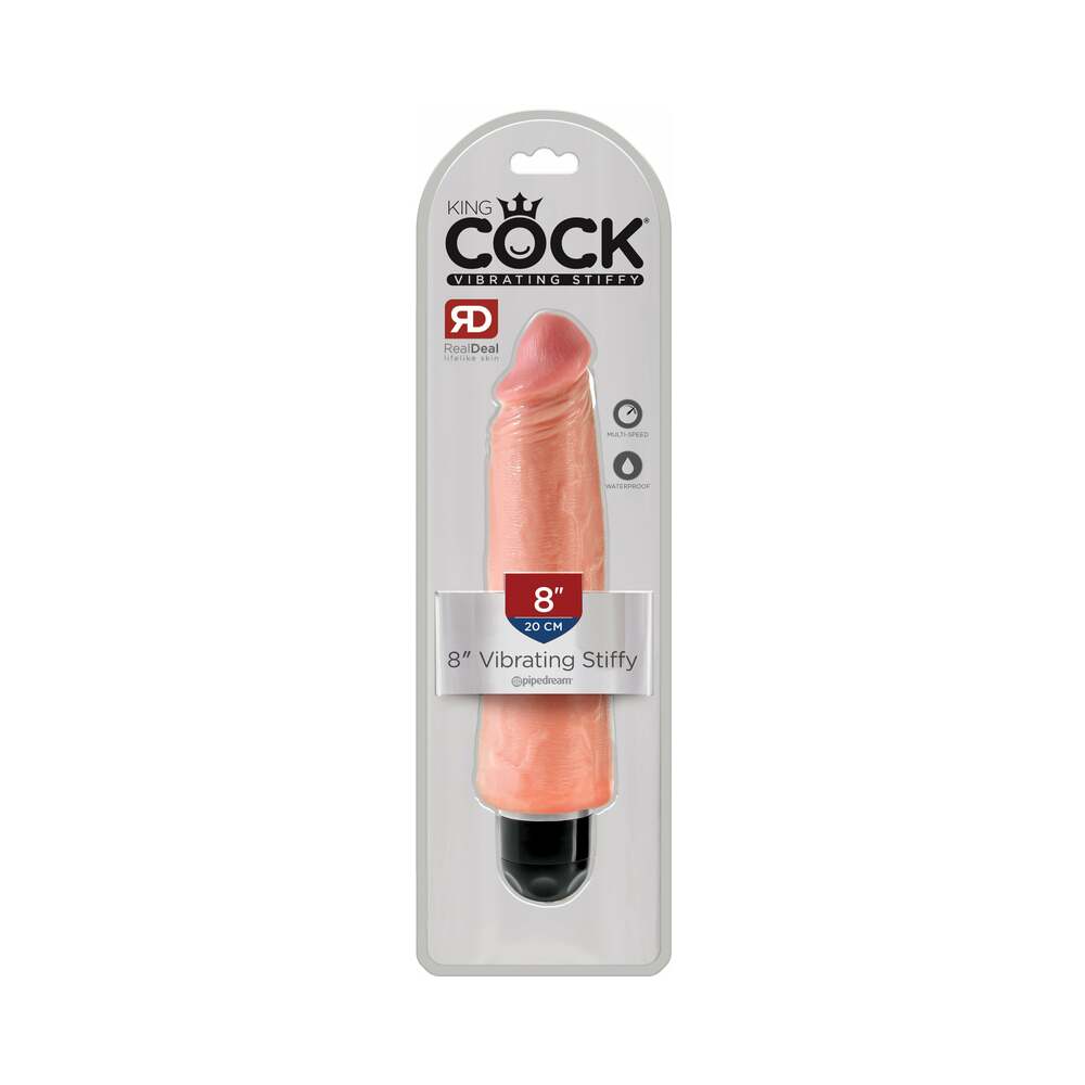 King Cock 8 inches Vibrating Stiffy Realistic Dildo Beige