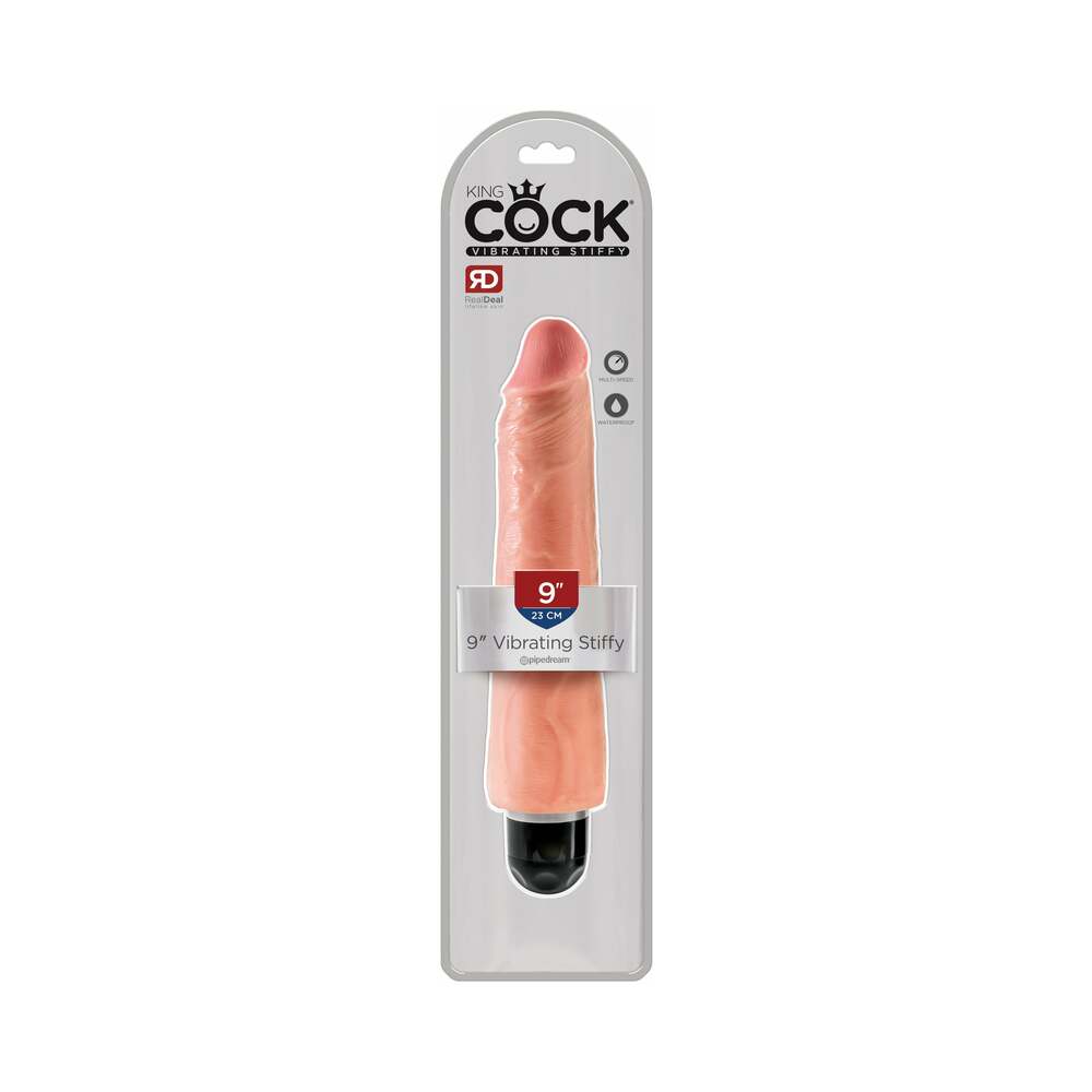 King Cock 9 inches Vibrating Stiffy Realistic Dildo Beige