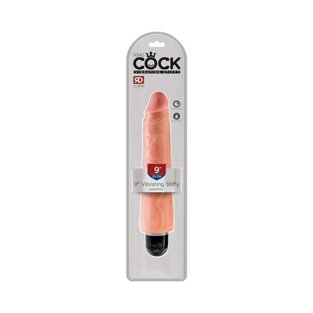 King Cock 9 inches Vibrating Stiffy Realistic Dildo Beige