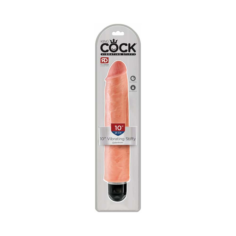 King Cock 10 inches Vibrating Stiffy Realistic Dildo Beige