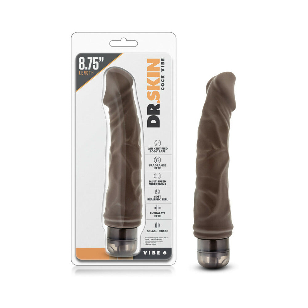 Dr. Skin Vibe 6 Realistic 8.75 inches Vibrating Dildo Brown