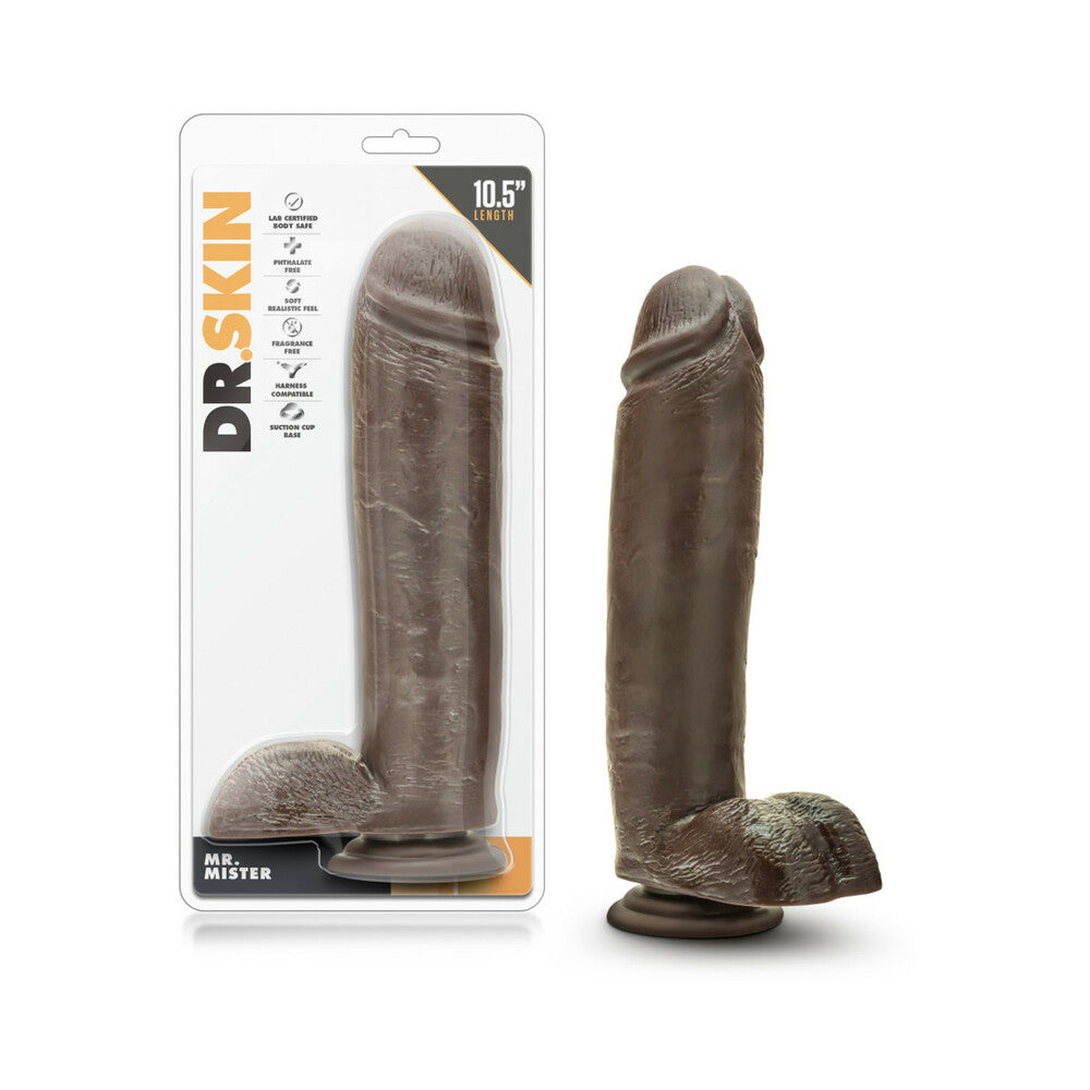 Dr. Skin Mr. Mister Realistic 10.5 inches Dildo with Balls Brown