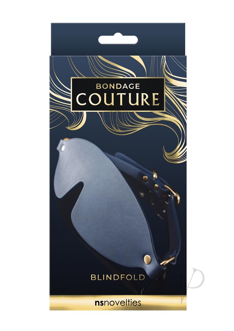 Bondage Couture Blindfold Blue packaging displaying exquisite design and bold color for sensory play.