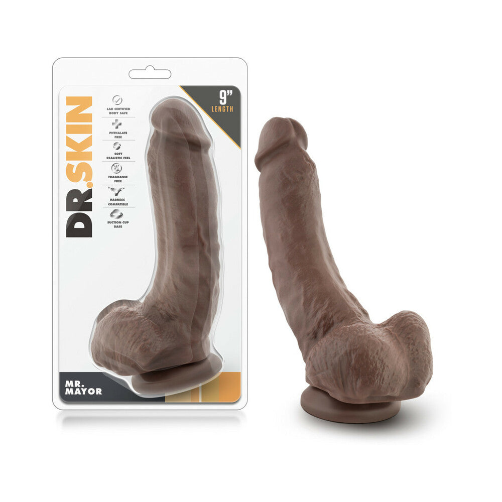 Dr. Skin Mr. Mayor Realistic 9 inches Dildo with Balls Brown