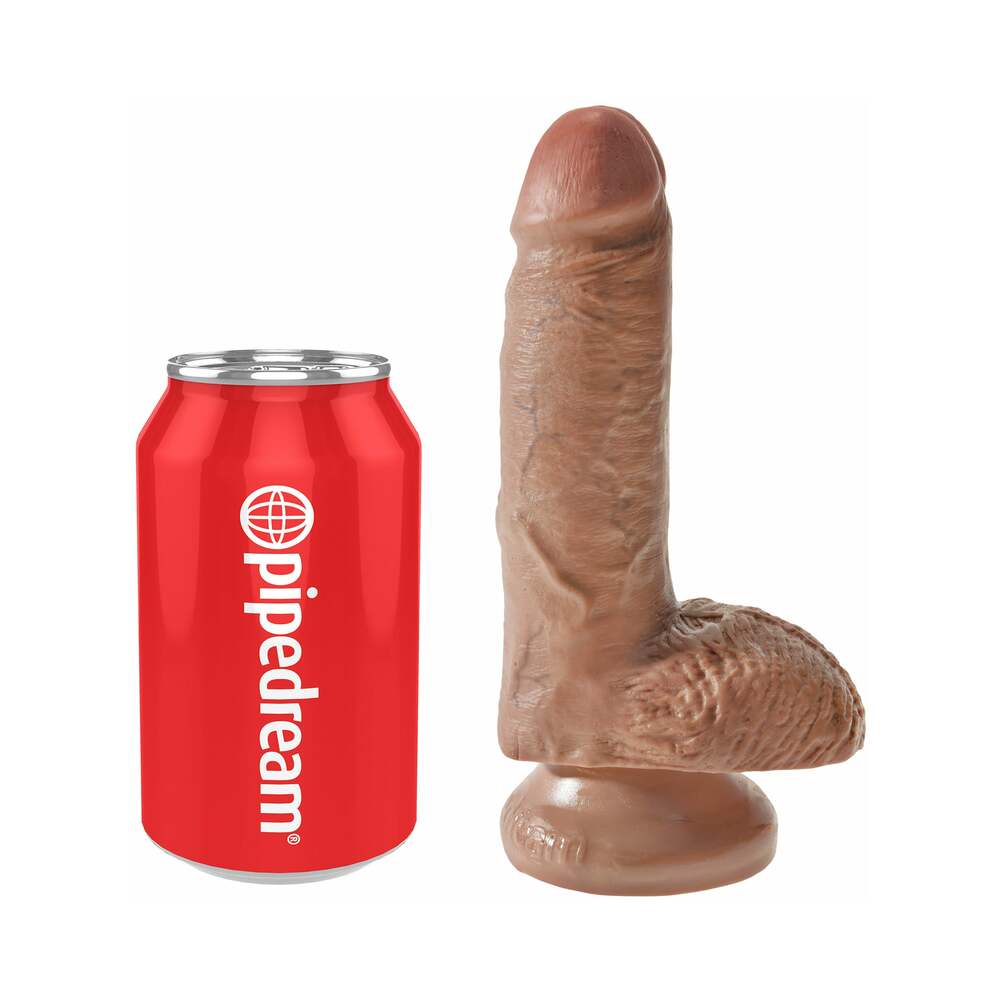 King Cock 7 inches Cock With Balls Realistic Suction Cup Dildo Tan