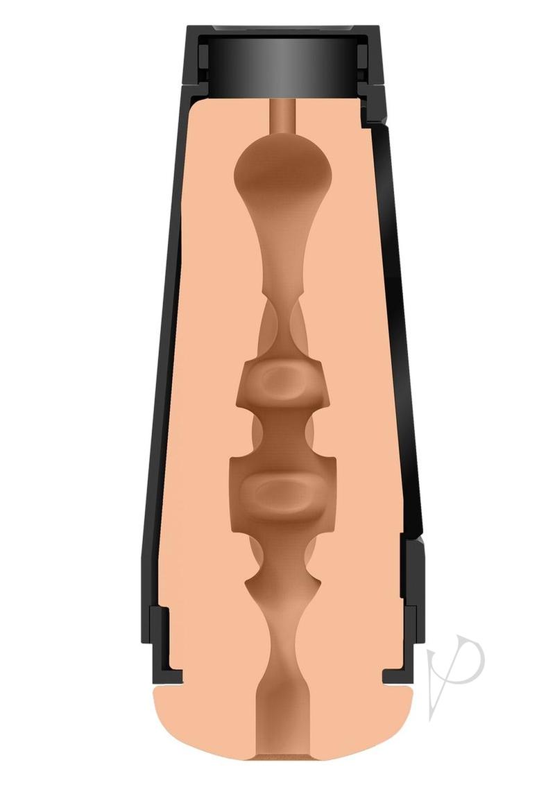 Cross-sectional view of Man Squeeze Chad White Ultraskyn Masturbator Butt Vanilla showcasing its detailed internal texture.