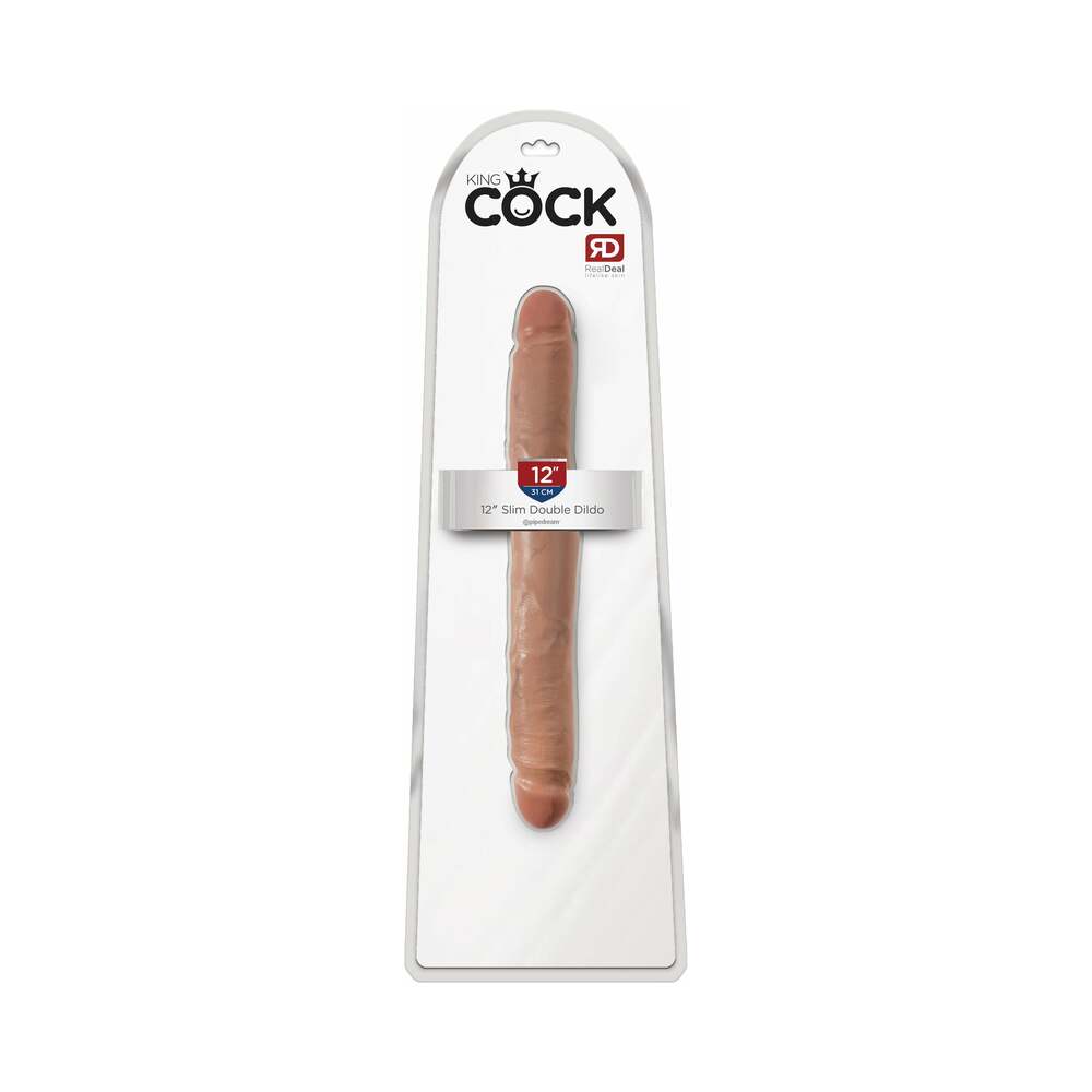 King Cock 12 inches Slim Double Dildo Realistic Tan