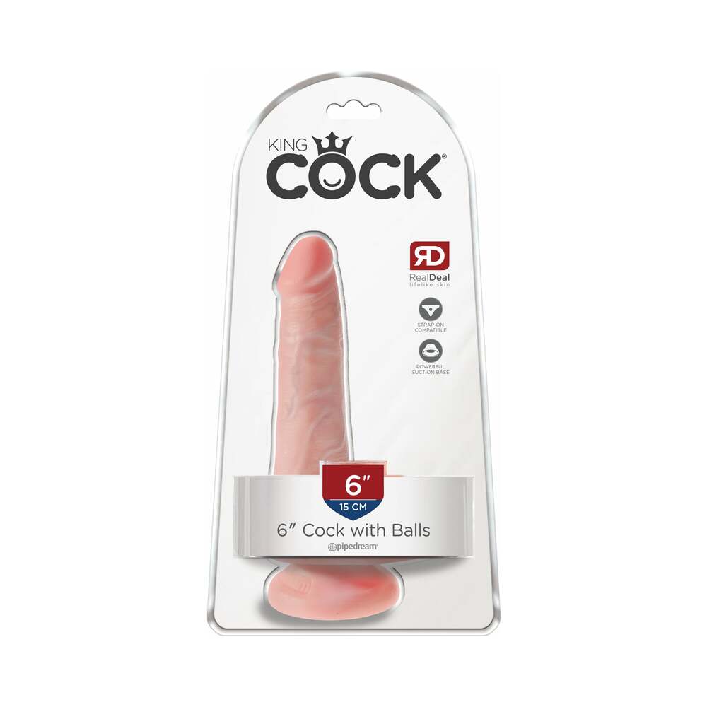 King Cock 6 inches Cock With Balls Realistic Suction Cup Dildo Beige