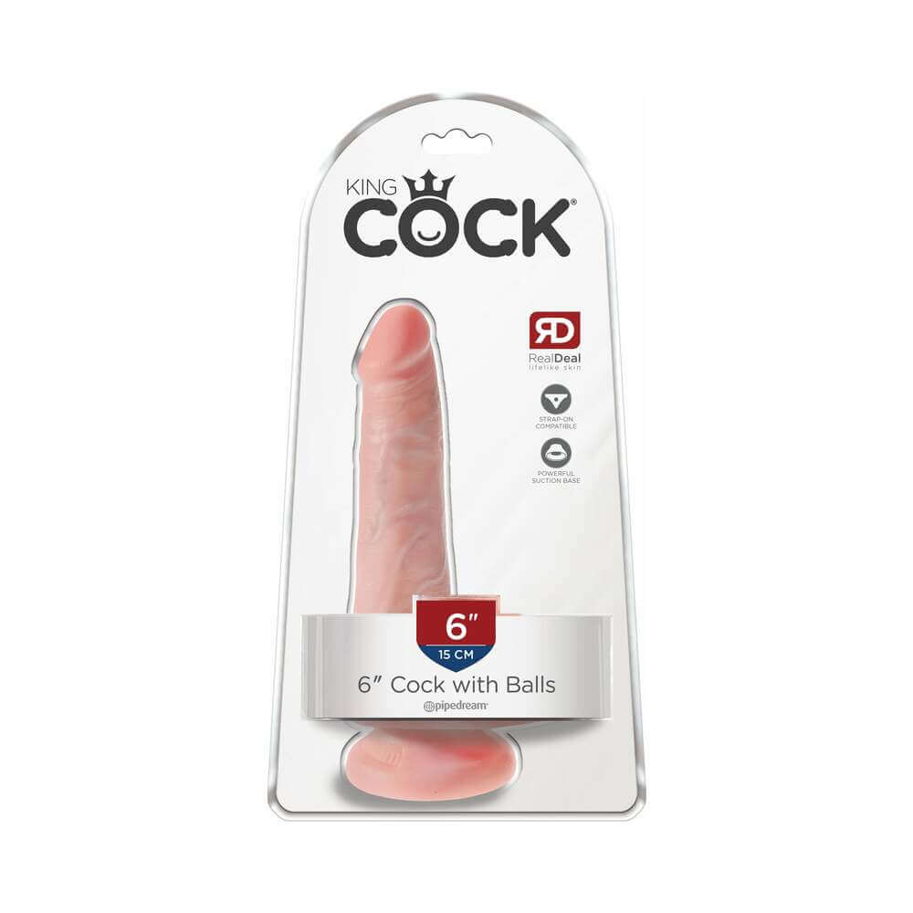 King Cock 6 inches Cock With Balls Realistic Suction Cup Dildo Beige