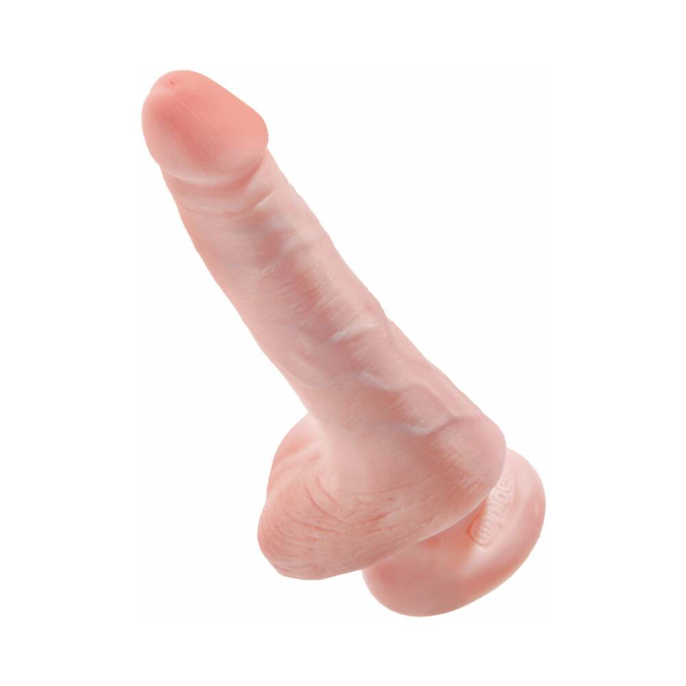 King Cock 6 inches Cock With Balls Realistic Suction Cup Dildo Beige