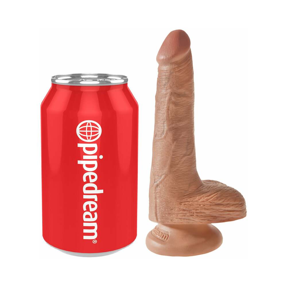 King Cock 6 inches Cock With Balls Realistic Suction Cup Dildo Tan