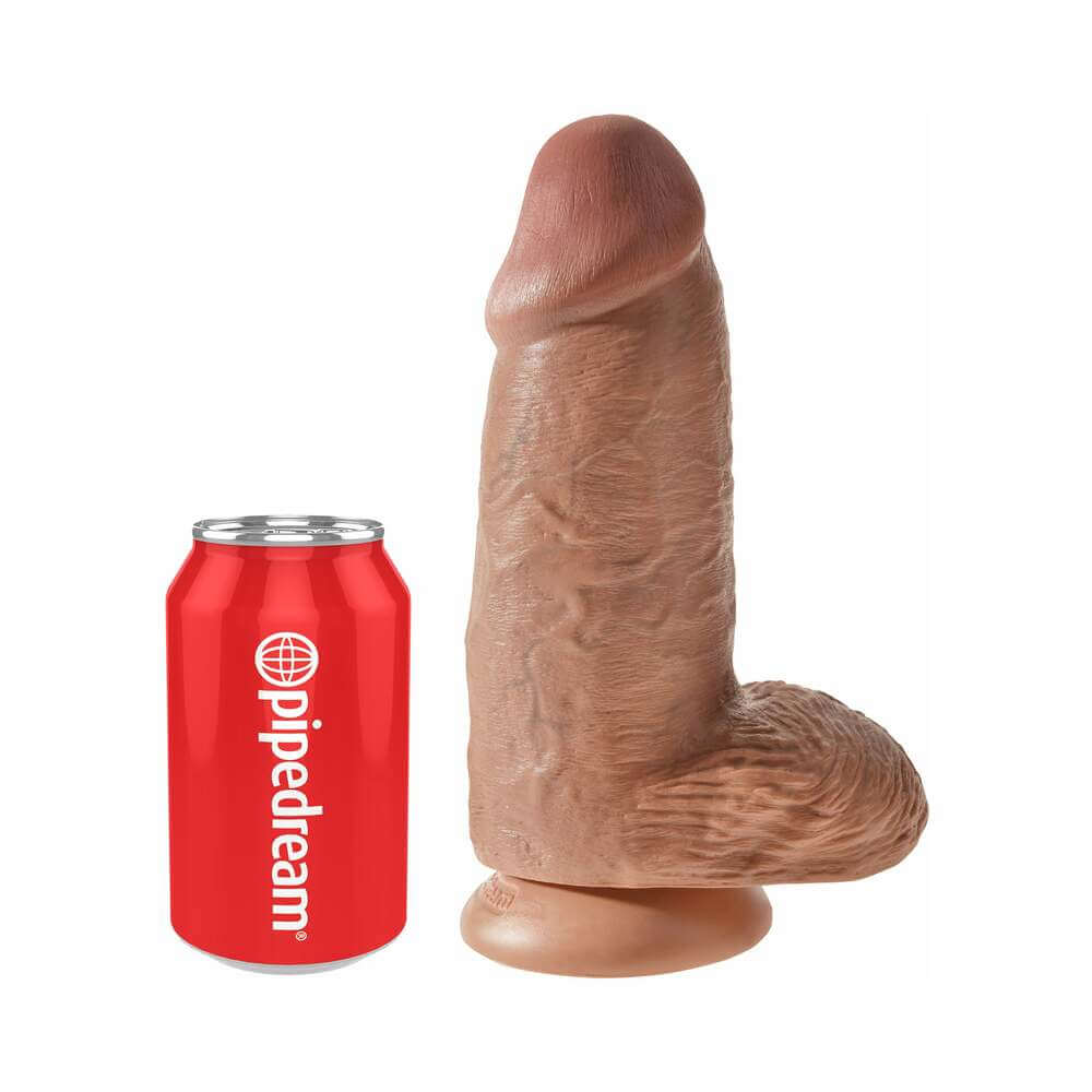 King Cock Chubby 9 inches Cock With Balls Realistic Suction Cup Dildo Tan