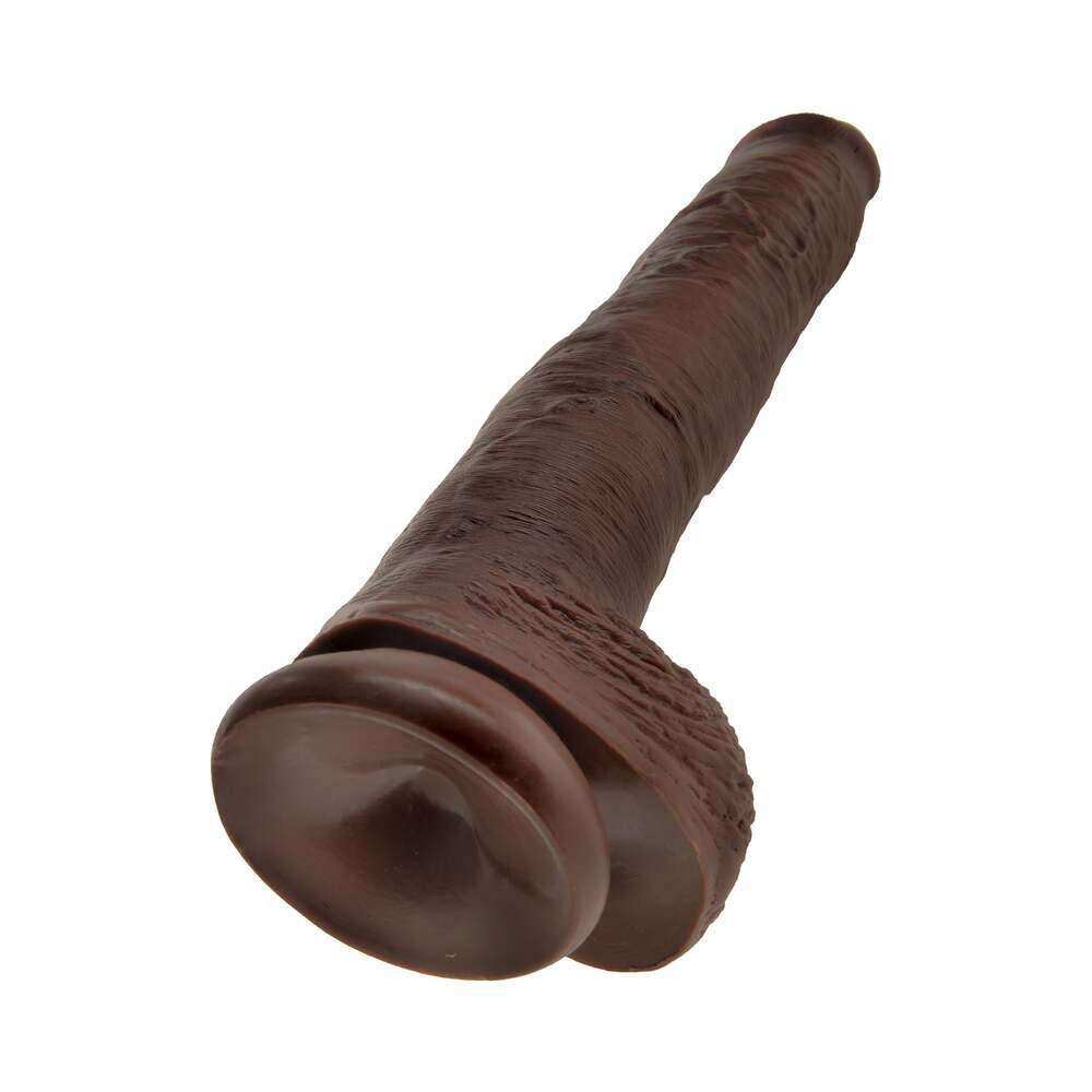 King Cock 14 inches Cock With Balls Realistic Suction Cup Dildo Brown