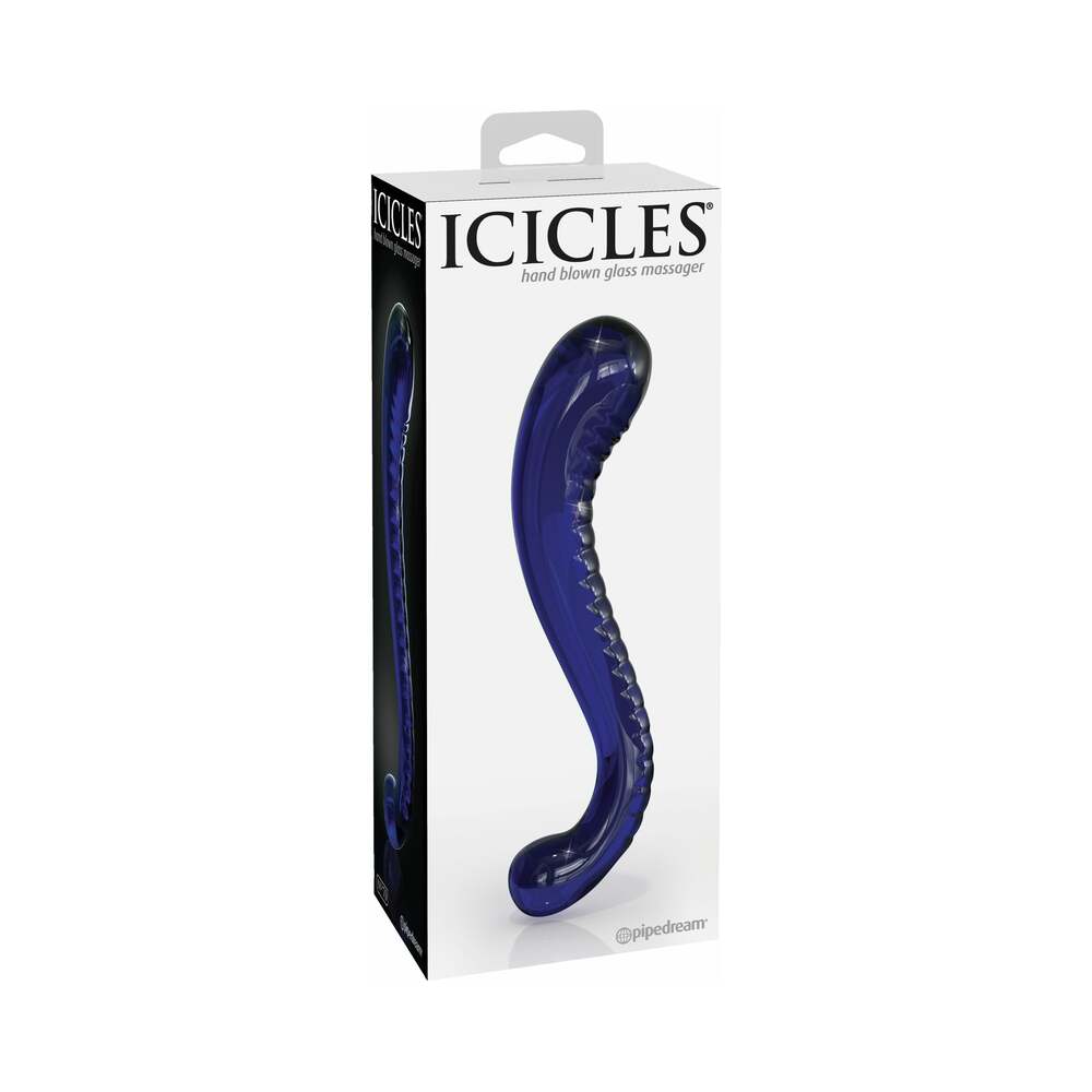 Icicles No. 70 Curved Dual-Ended Glass Dildo Blue
