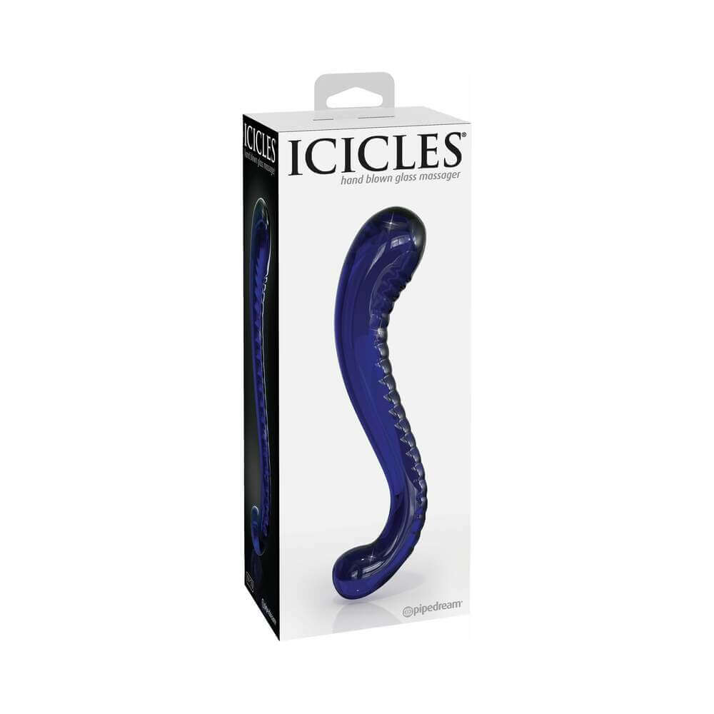 Icicles No. 70 Curved Dual-Ended Glass Dildo Blue