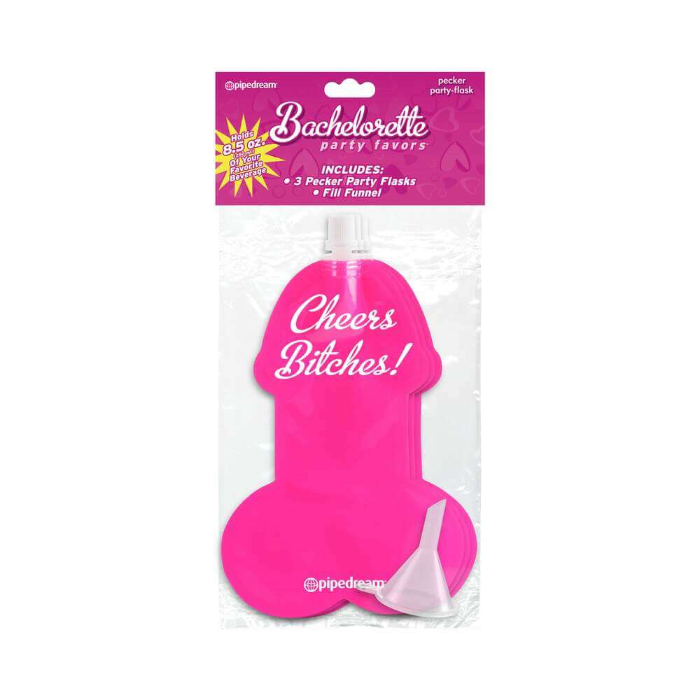 Bachelorette Party Favors 3-Piece Pecker Party Flask Pink