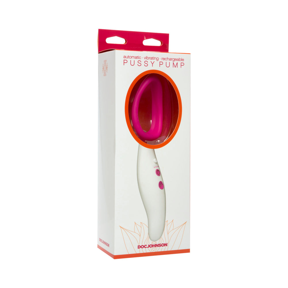 Automatic Vibrating Rechargeable Silicone Pussy Pump - White/Pink
