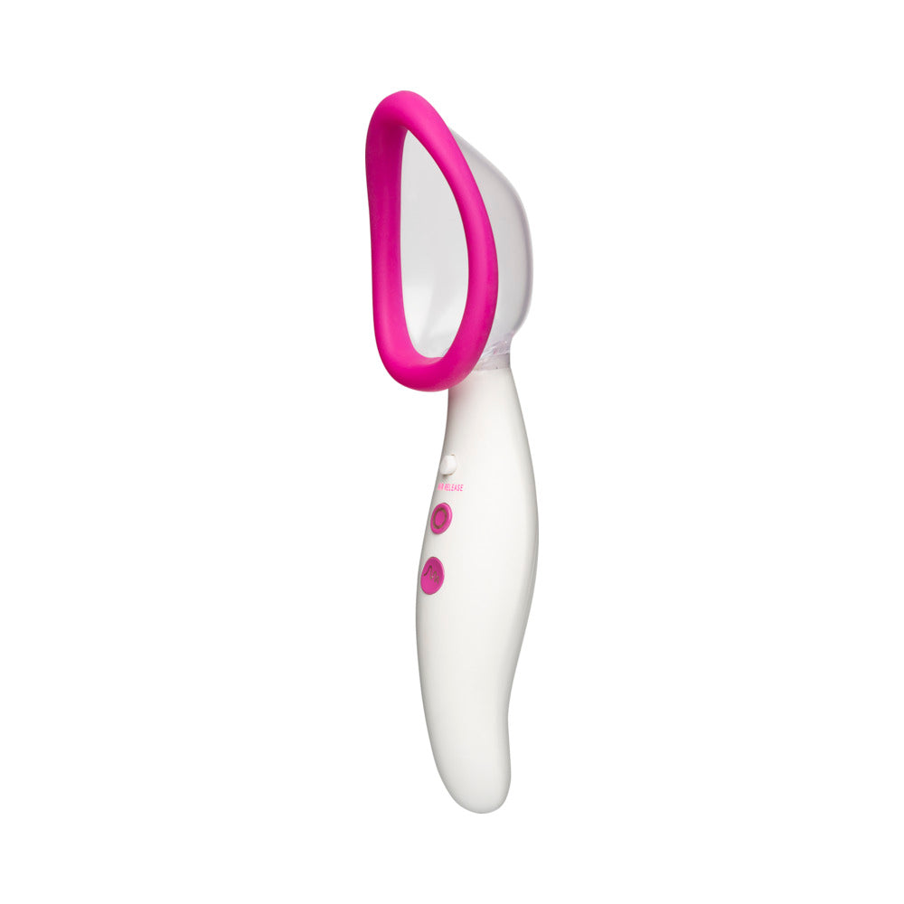 Automatic Vibrating Rechargeable Silicone Pussy Pump - White/Pink