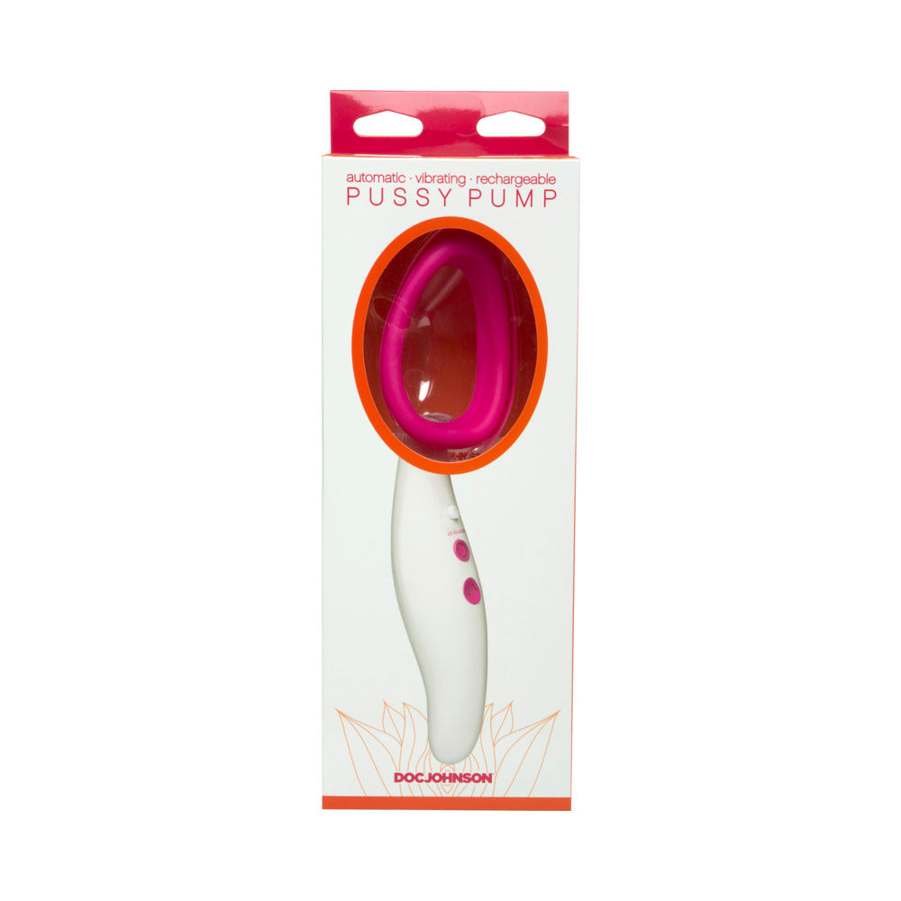 Automatic Vibrating Rechargeable Silicone Pussy Pump - White/Pink