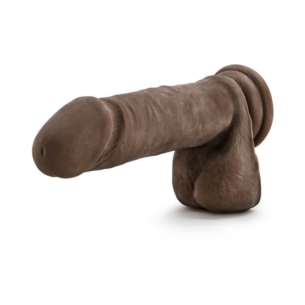 Au Naturel 8 inches Posable Dual Density Dildo with Balls Brown