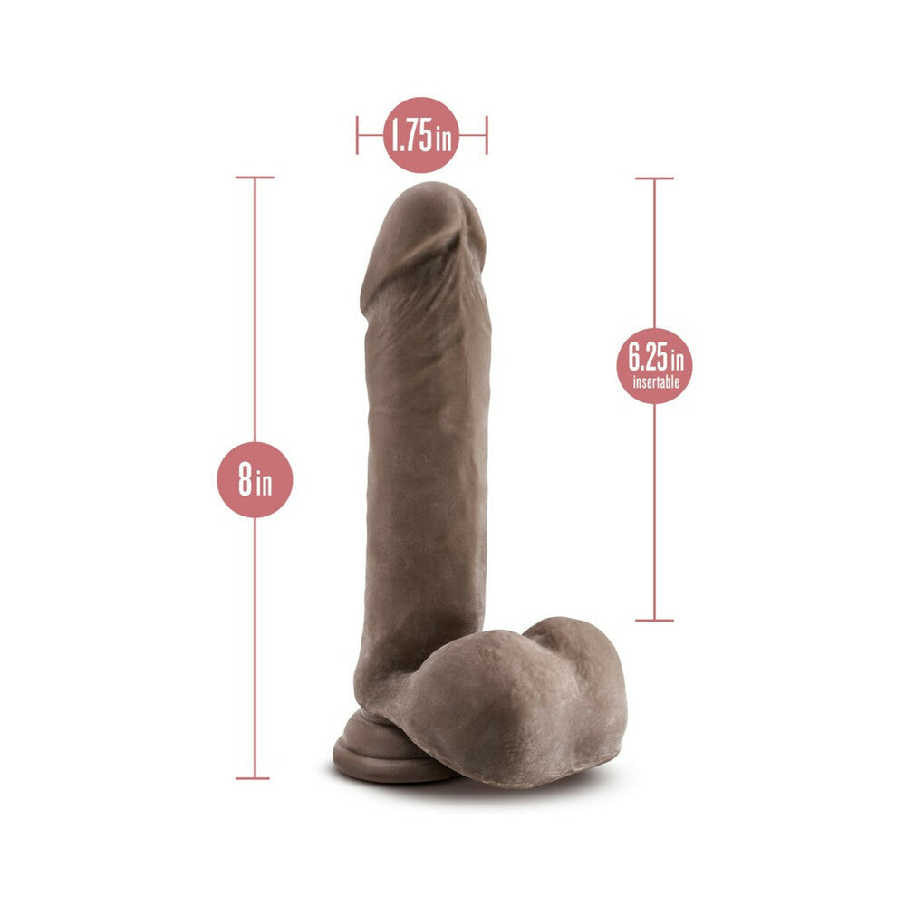Au Naturel 8 inches Posable Dual Density Dildo with Balls Brown