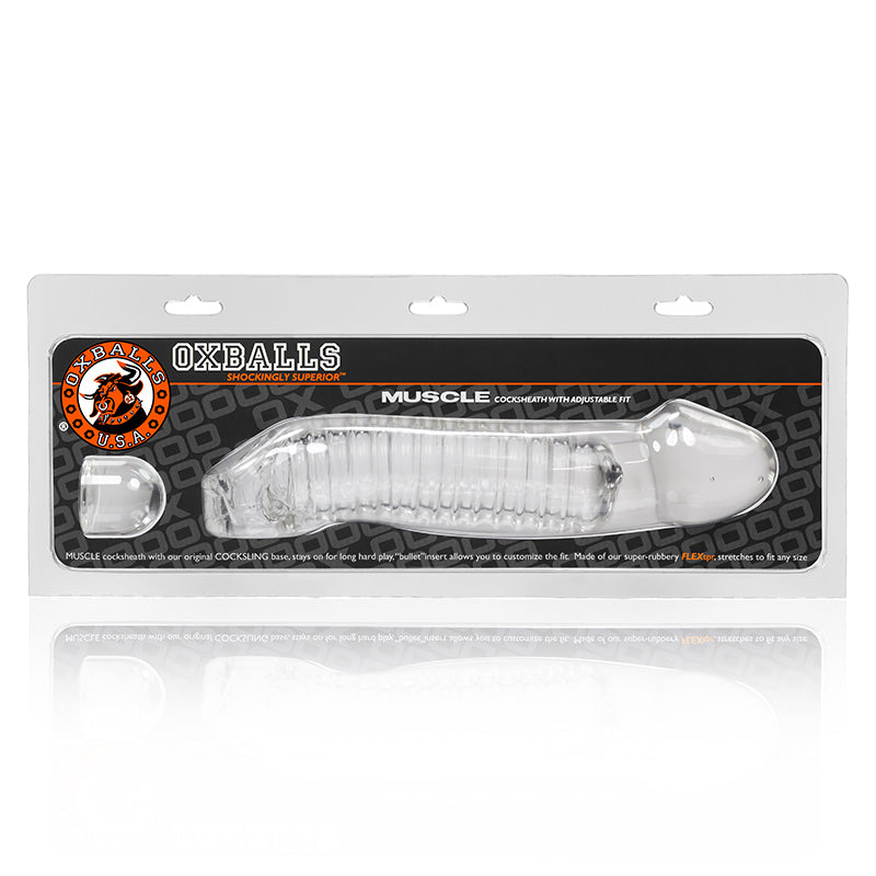 Oxballs Muscle Textured Cock Sheath Penis Extender- Clear