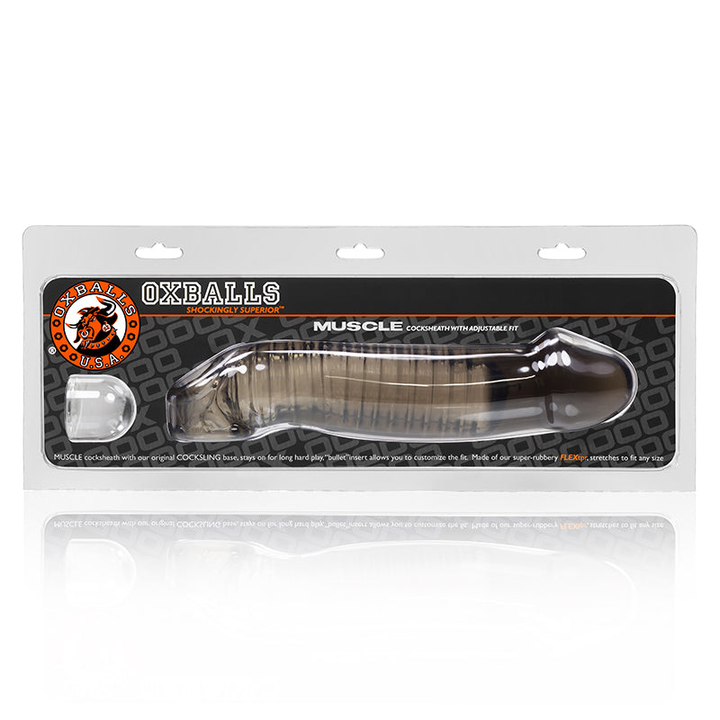 Oxballs Muscle Textured Cock Sheath Penis Extender- Smoke