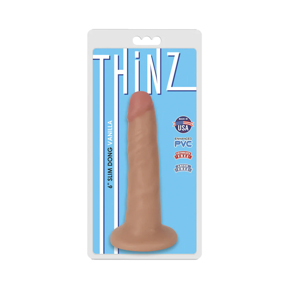 Curve Toys Thinz 6 inch Slim Dildo with Suction Cup Beige