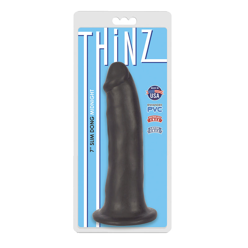 Curve Toys Thinz 7 inch Slim Dildo with Suction Cup Midnight