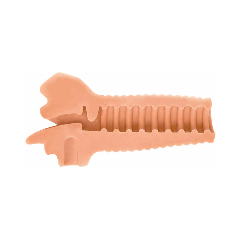 Curve Toys Mistress Perfect Suck Courtney Vibrating Deep Throat Mouth Stroker Beige