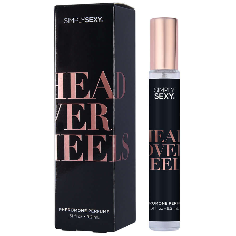 Simply Sexy Pheromone Perfume Head Over Heels 0.31 Oz packaging and bottle image, designed to enhance natural chemistry.