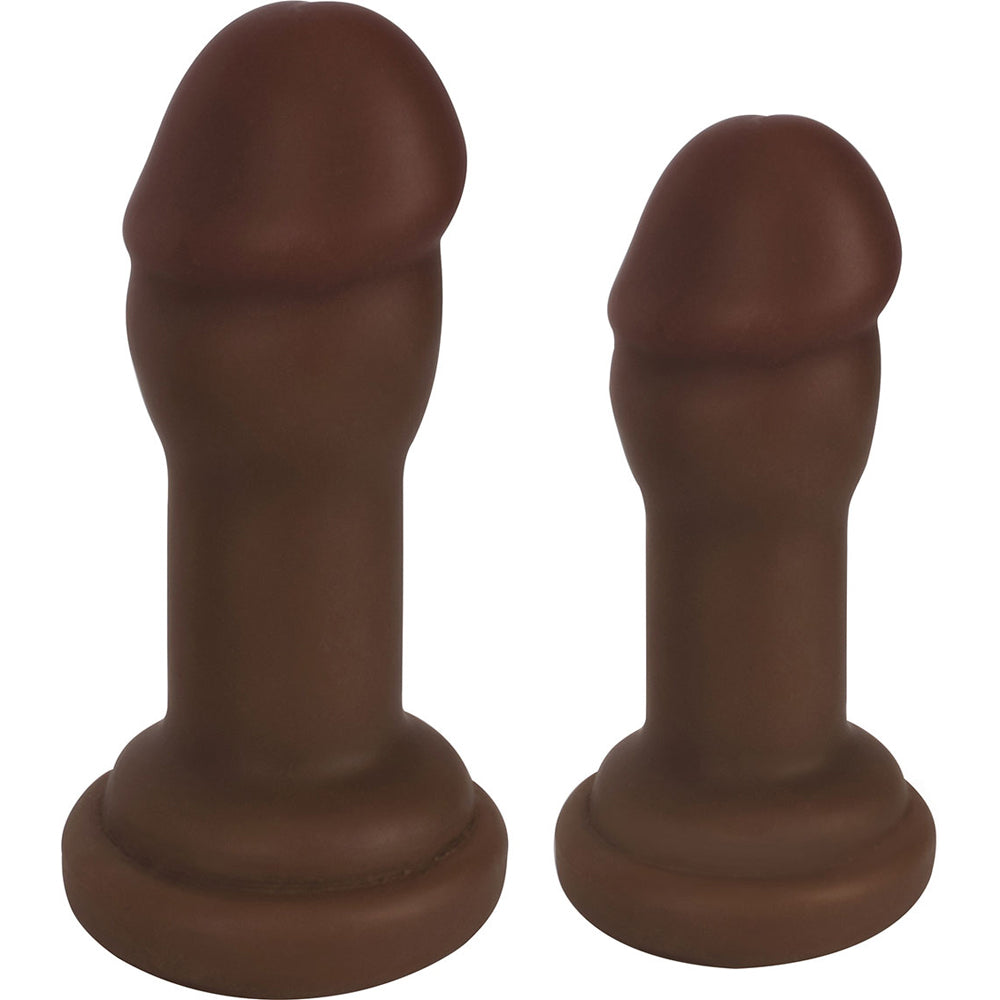 Jock Cockhead Anal Plug Duo Set Chocolate featuring two realistically shaped anal plugs.