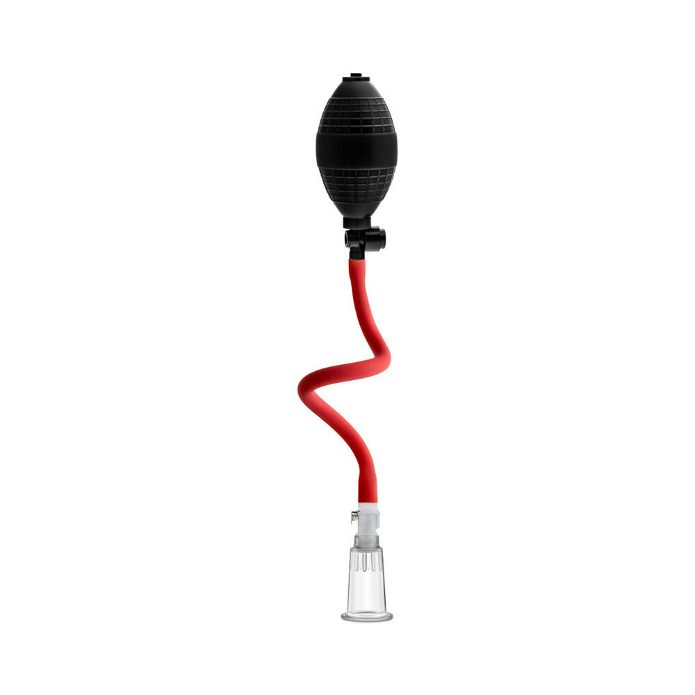 Blush Temptasia Beginners Clitoral Pumping System Black with red tubing and transparent suction cup
