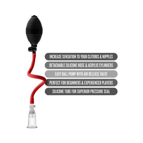 Blush Temptasia Beginners Clitoral Pumping System Black showcasing features for enhanced pleasure and stimulation.
