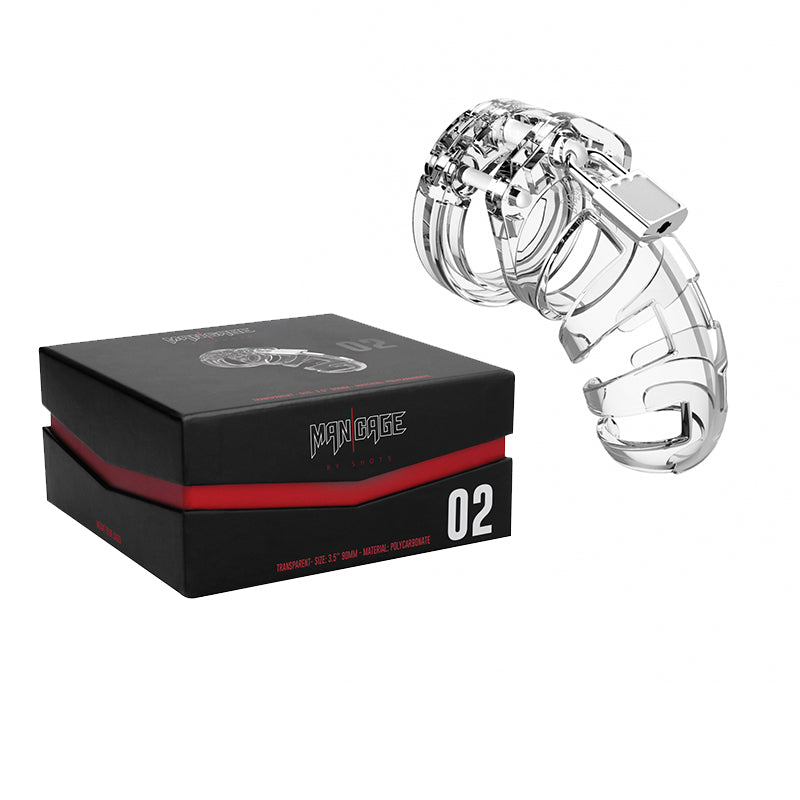 Shots ManCage Model 02 Adjustable 3.5 inches Chastity Cock Cage Clear