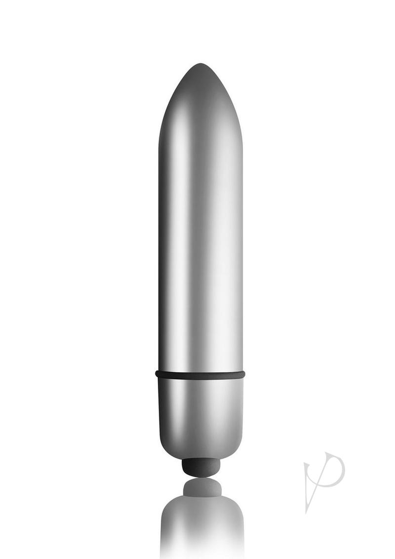 Petite Sensations Pearls Silicone Vibrating Anal Beads Black on a reflective surface, showcasing its sleek design.