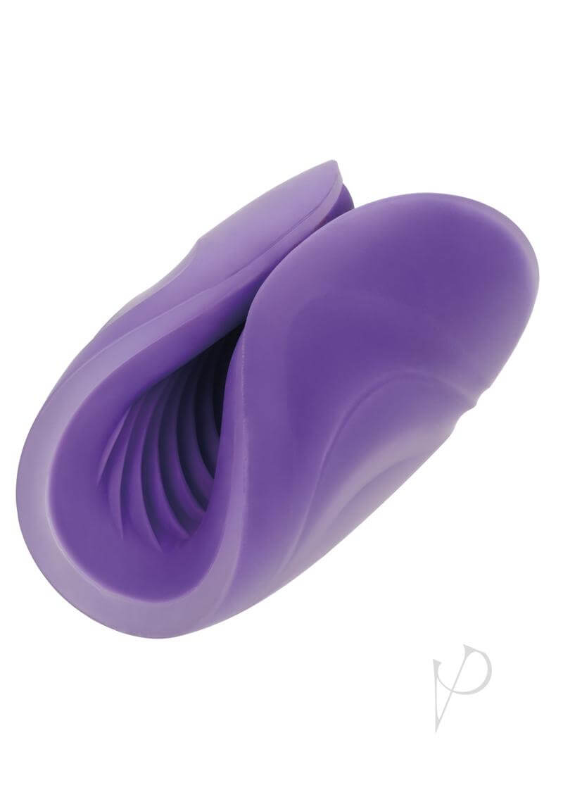 The Gripper Spiral Grip Masturbator Dual Ended Purple, a flexible open-sleeve stroker for customizable pleasure.