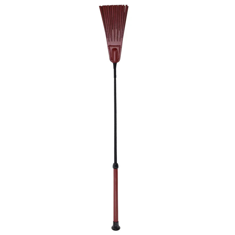 Sportsheets Saffron Fringe Crop Faux Leather impact tool with firm flexible shaft and tassels for various sensations.