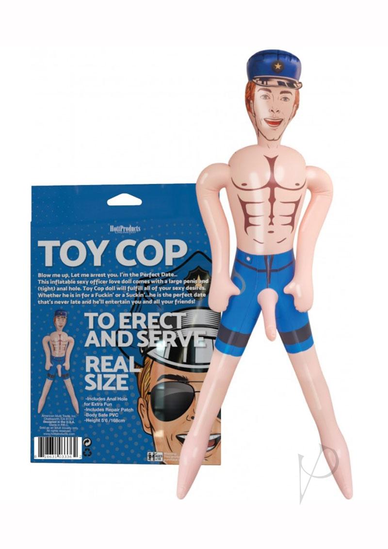 Toy Cop Blow-Up Doll 5.5ft Vanilla inflatable officer with large molded penis for party fun.