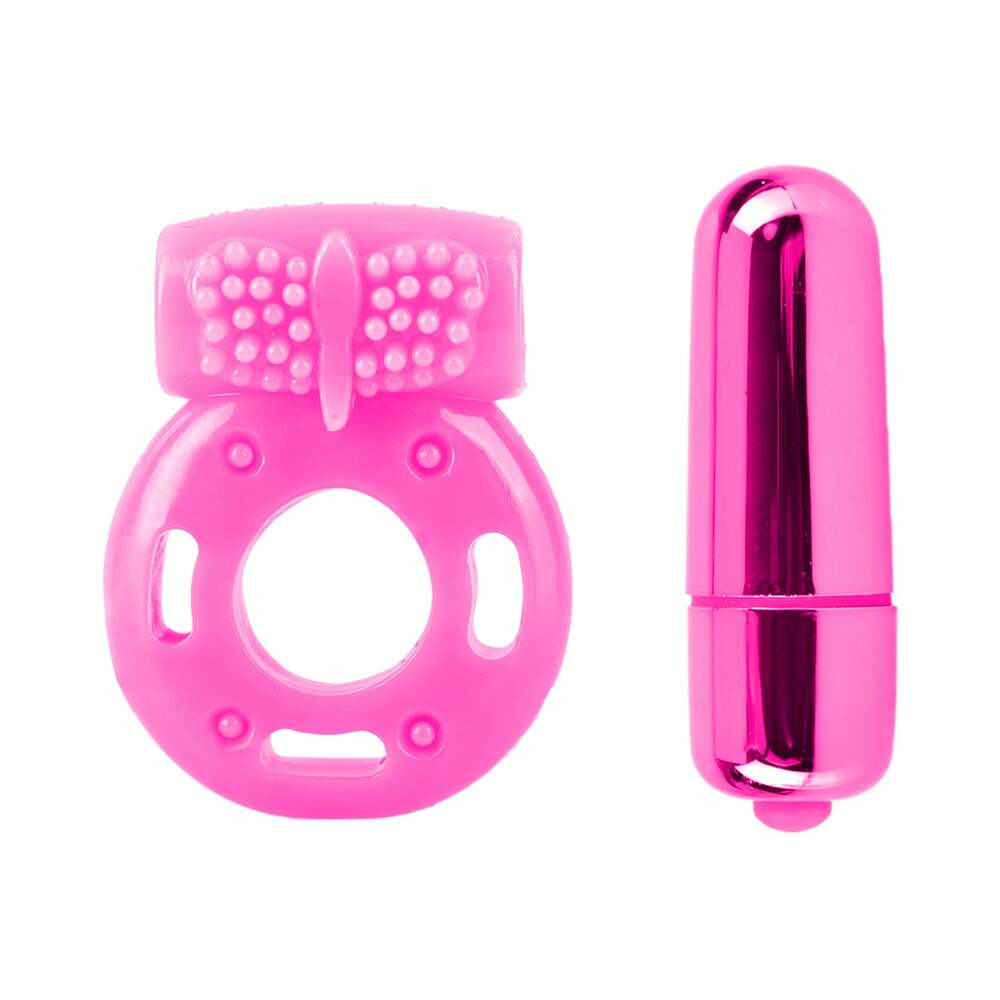 Neon 3-Piece Silicone Vibrating Couples Kit Pink
