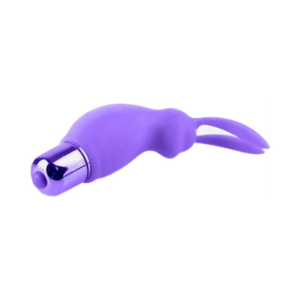 Neon 3-Piece Silicone Vibrating Couples Kit Purple mini rabbit-style vibrator with silver accents