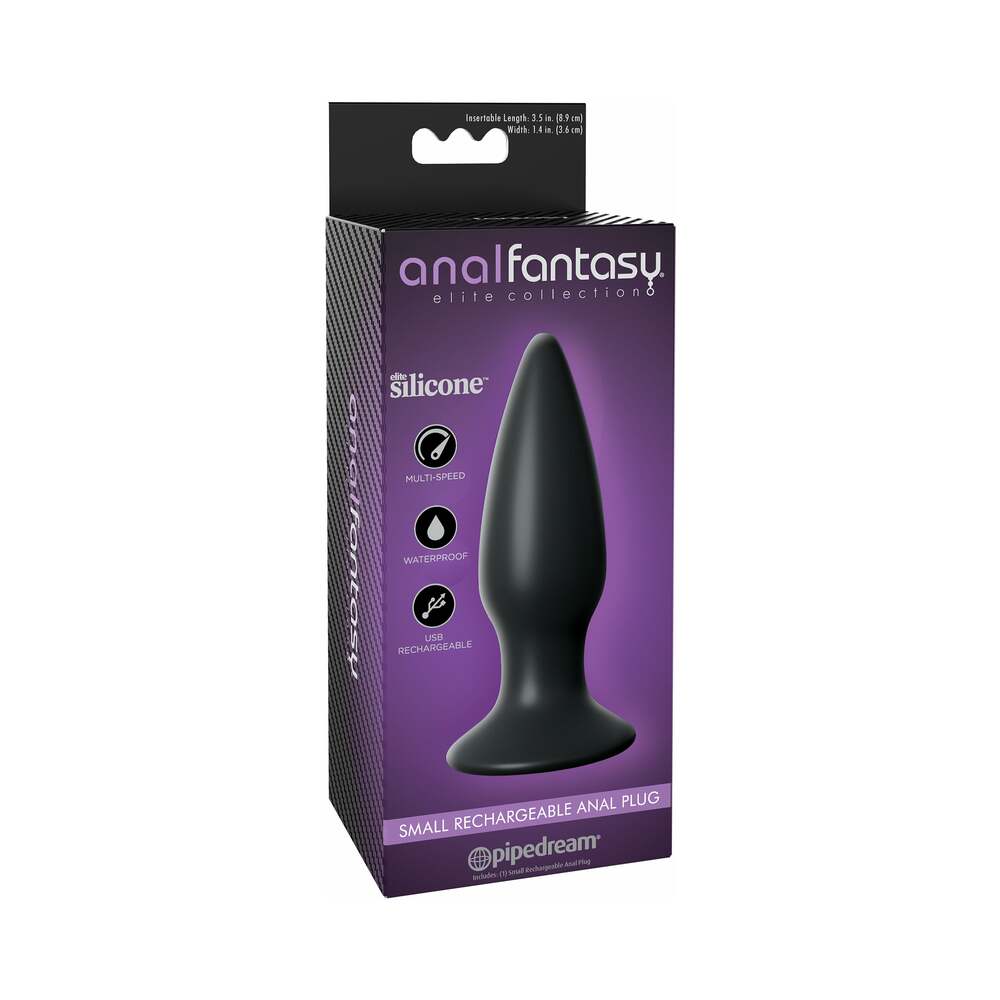 Anal Fantasy Elite Collection Small Rechargeable Vibrating Silicone Anal Plug Black