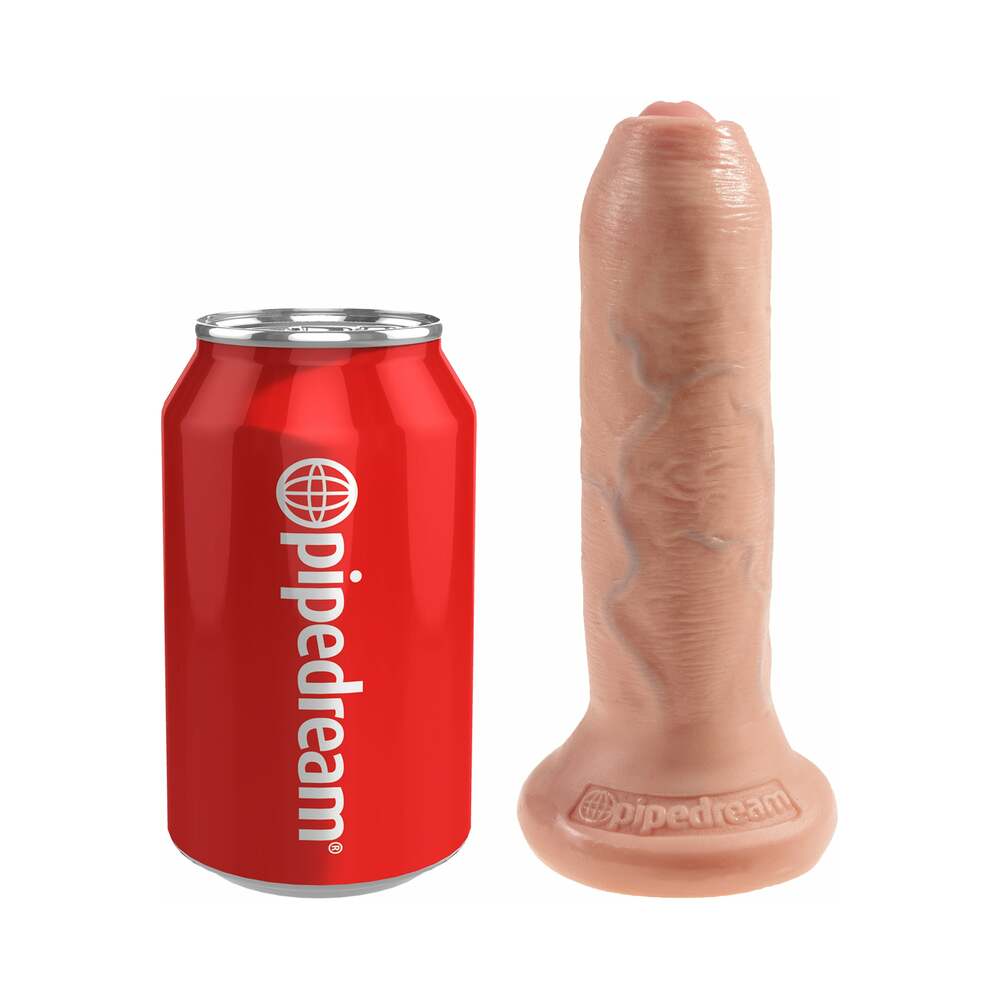 King Cock 6 inches Uncut Cock Realistic Dildo With Moveable Foreskin & Suction Cup Beige