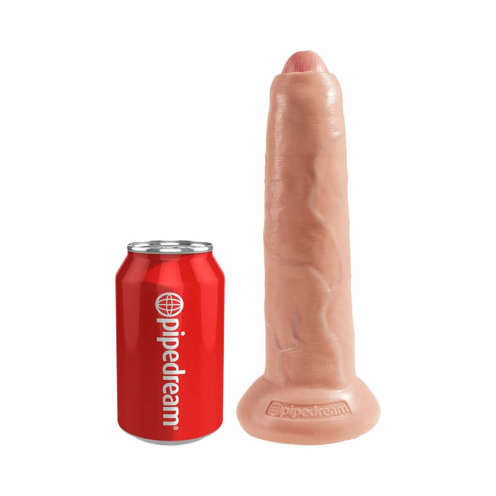 King Cock 9 inches Uncut Cock Realistic Dildo With Moveable Foreskin & Suction Cup Beige