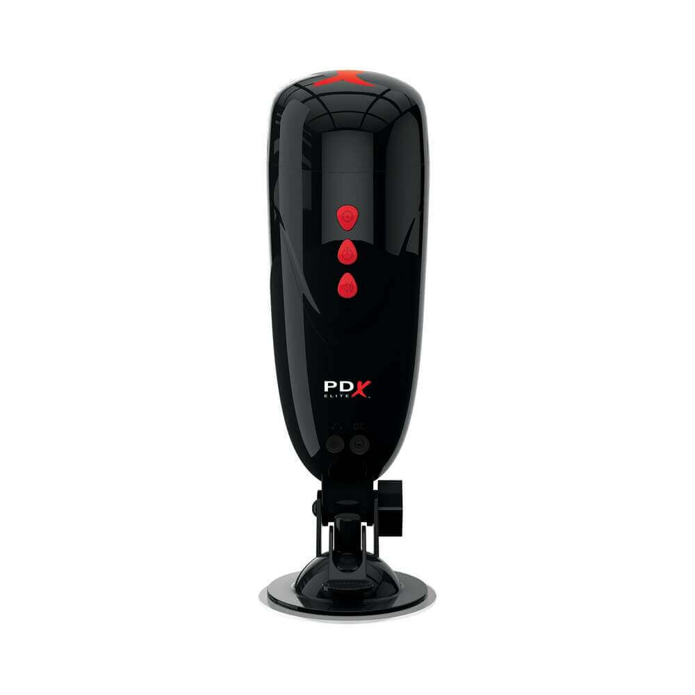 PDX Elite Dirty Talk Rechargeable Vibrating Starter Stroker With Hands-Free Suction Cup Beige/Black