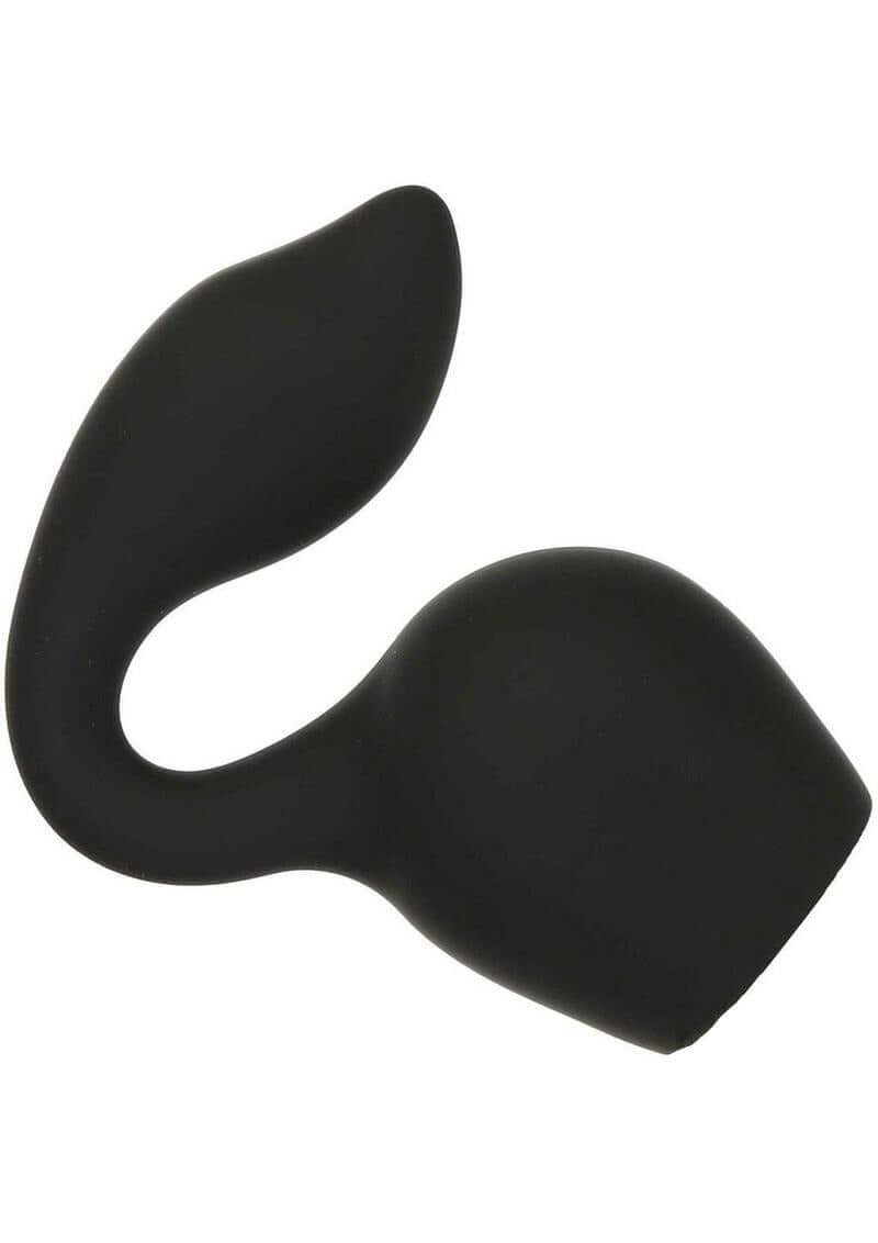 Palm Power Extreme Curl Wand Attachment Black designed for precise G-spot stimulation with ergonomic curve.