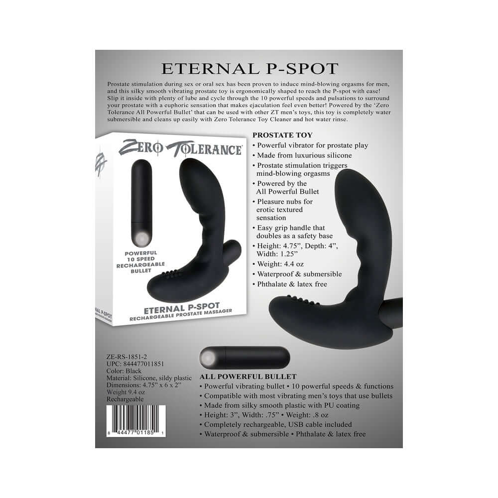 Zero Tolerance Eternal P-Spot Rechargeable Vibrating Prostate Massager Black