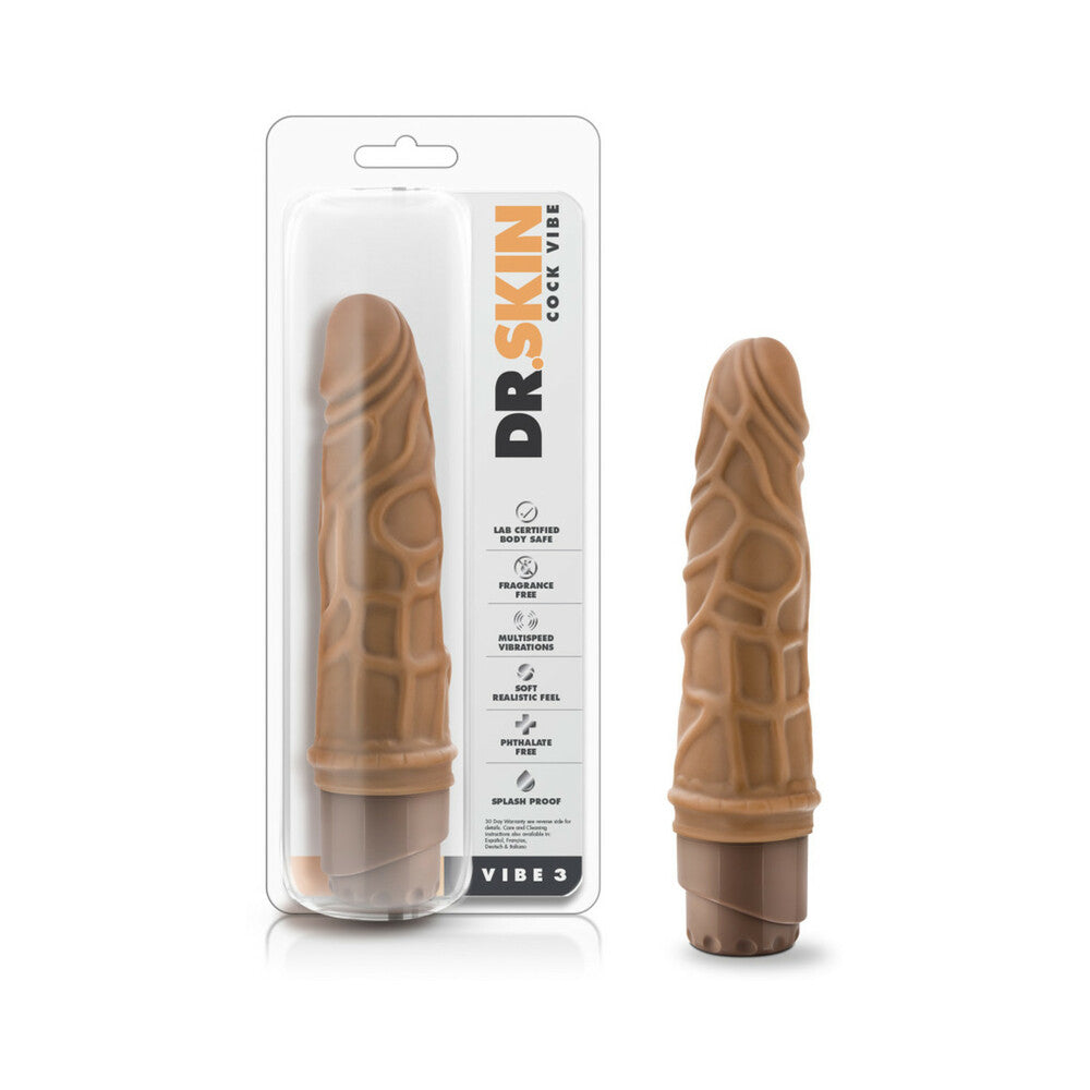 Dr. Skin Vibe 3 Realistic 7.25 inches Vibrating Dildo Tan