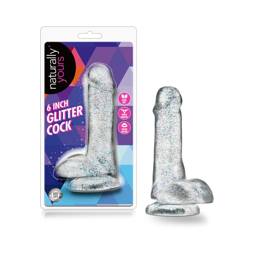 Naturally Yours 6 inches Glitter Cock Realistic Dildo with Balls Sparkling Clear